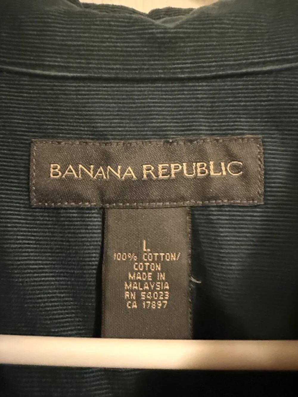 VINTAGE Banana Republic Corduroy Button Down Shirt - Teal Blue L
